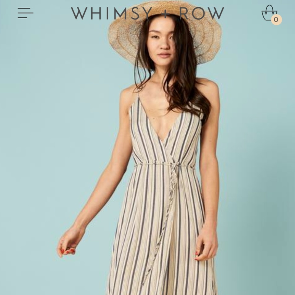 Whimsy + Row Cleo Dress in Blue Stripe, L